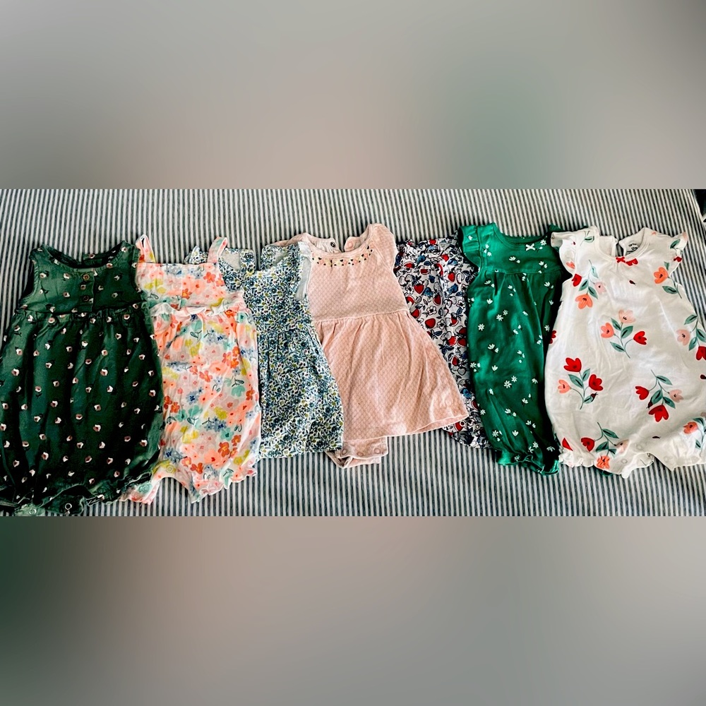 Carters 9 & 12 month romper/dress bundle